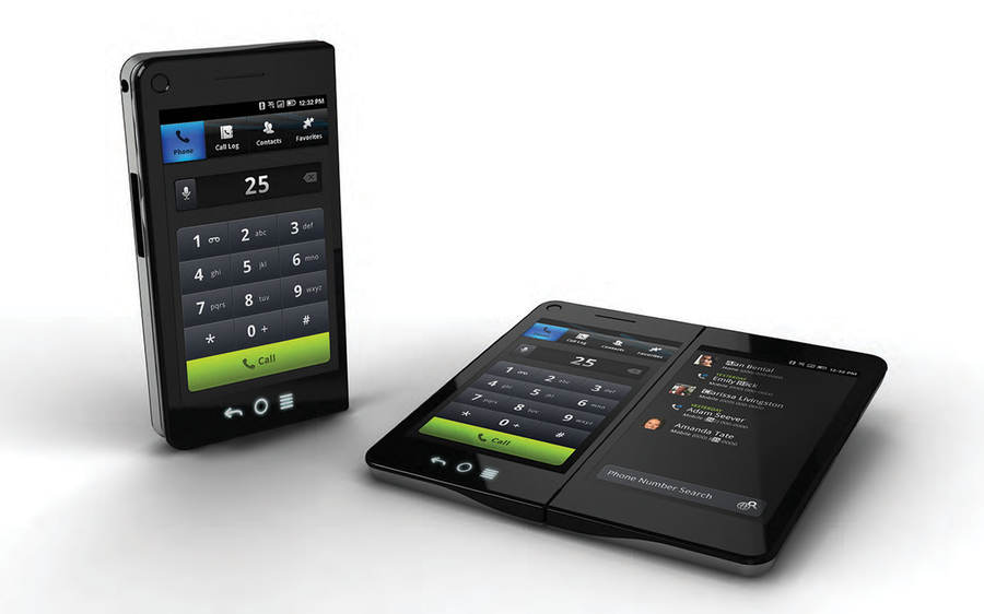 Phone app on the device, closed and open