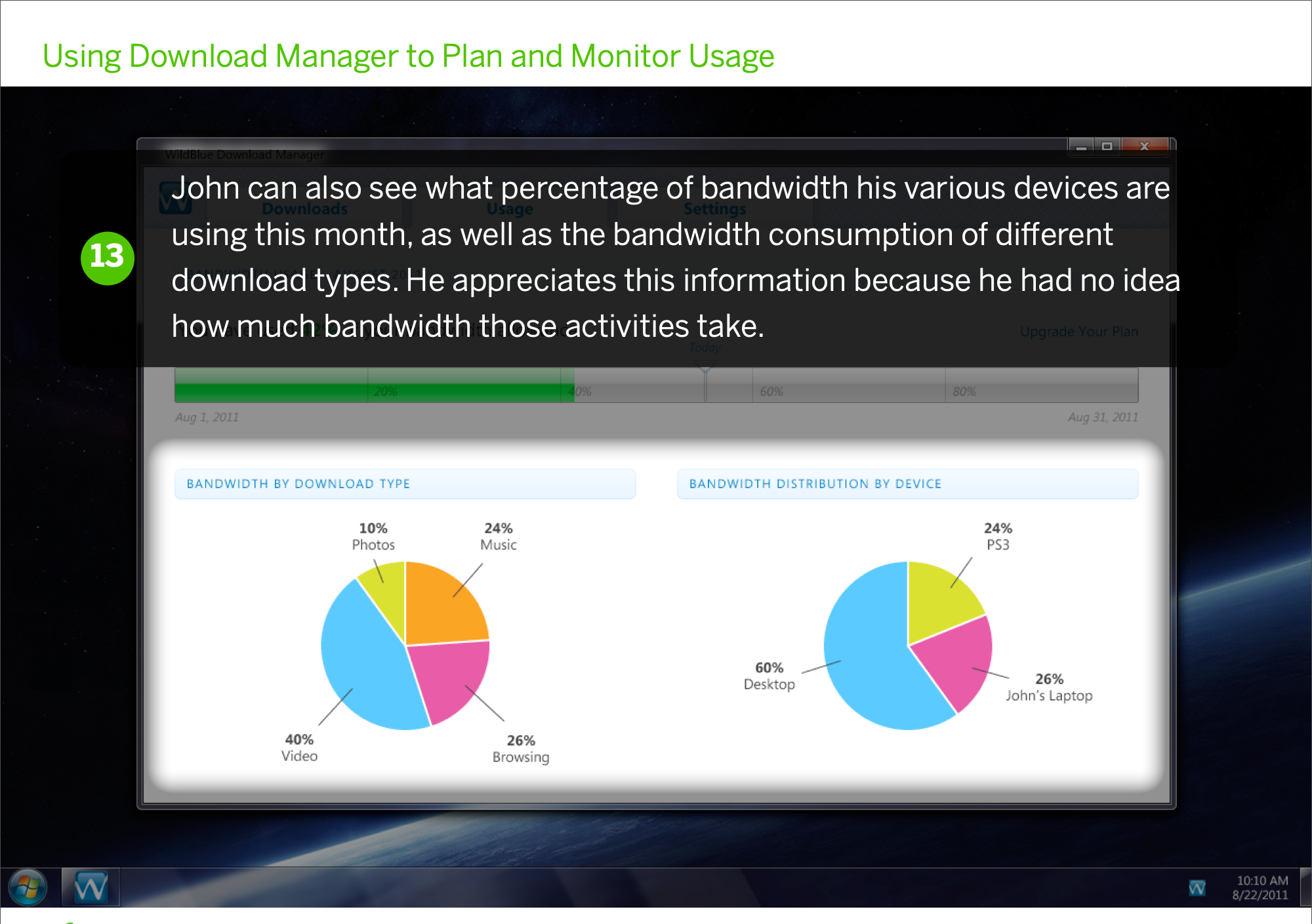Seeing bandwidth by device and download type